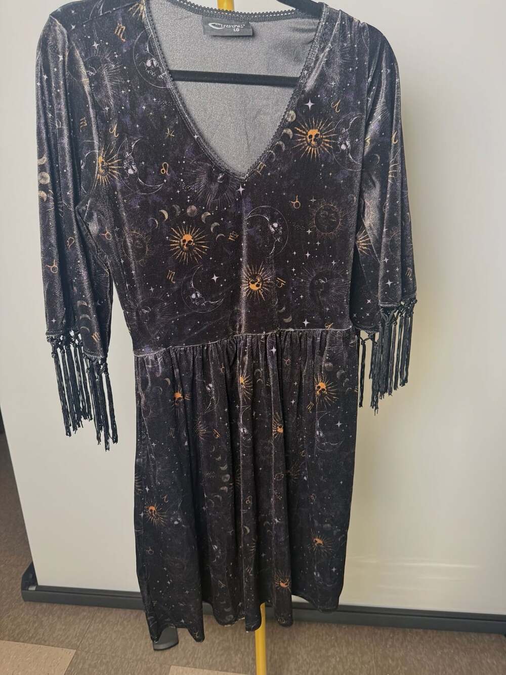 Midnight Hour Celestial Velvet Fringe Dress